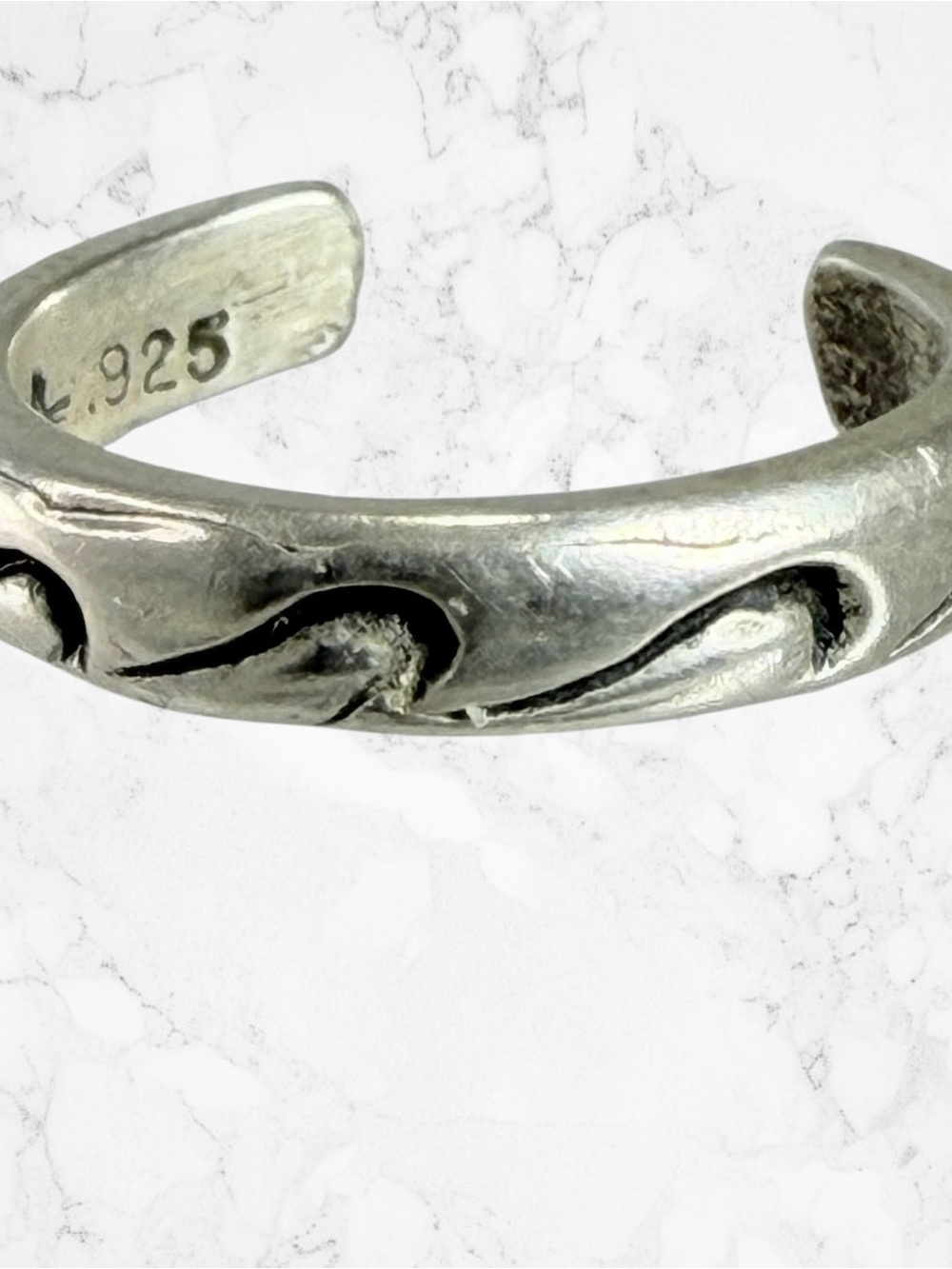 Sterling Silver 925 Toe Ring Ocean Waves Surf Beach Open Band Marine Artisan - Picture 2 of 8